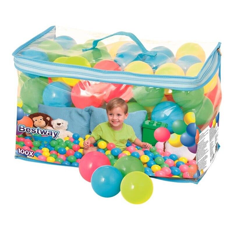 SACCA CON 100 PALLINE COLORATE CON CUSTODIA IDEALI PER BOX PISCINE E AREE GIOCO