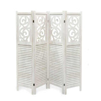 SEPARE CON 4 PANNELLI DA 40 CM IN LEGNO 160X170 CM COLORE BIANCO