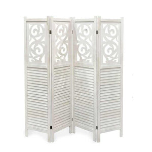 SEPARE CON 4 PANNELLI DA 40 CM IN LEGNO 160X170 CM COLORE BIANCO