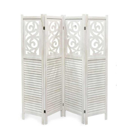 SEPARE CON 4 PANNELLI DA 40 CM IN LEGNO 160X170 CM COLORE BIANCO