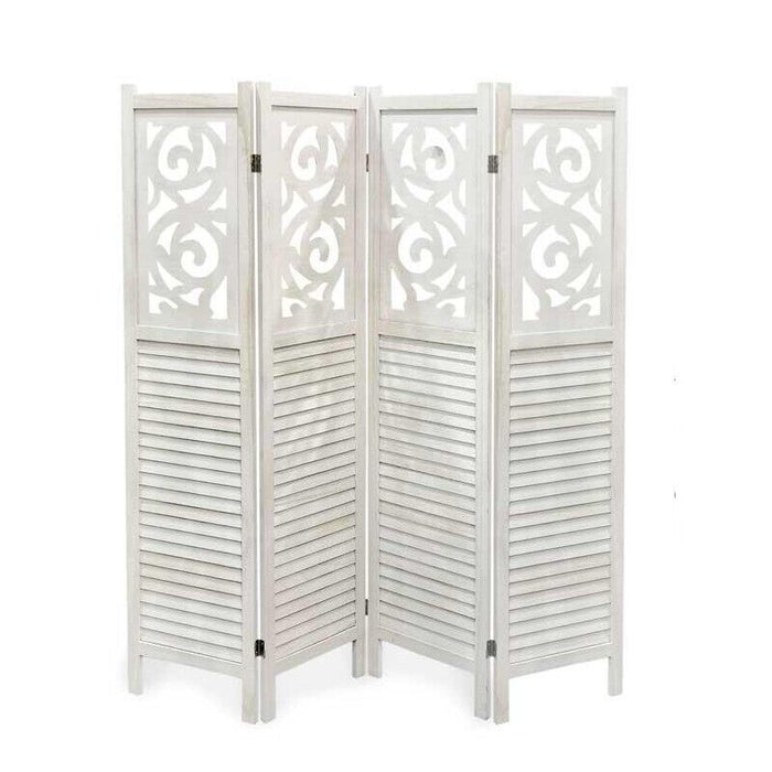 SEPARE CON 4 PANNELLI DA 40 CM IN LEGNO 160X170 CM COLORE BIANCO