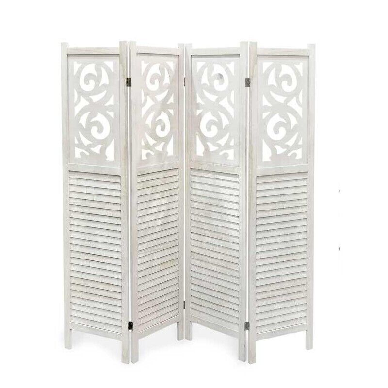 SEPARE CON 4 PANNELLI DA 40 CM IN LEGNO 160X170 CM COLORE BIANCO