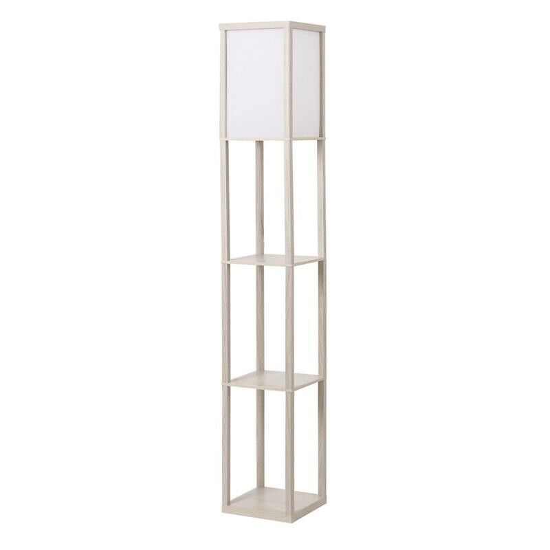 LAMPADA DA TERRA CON MENSOLE INTEGRATE IN ROVERE BIANCO 17X32X42 CM