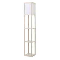 LAMPADA DA TERRA CON MENSOLE INTEGRATE IN ROVERE BIANCO 17X32X42 CM