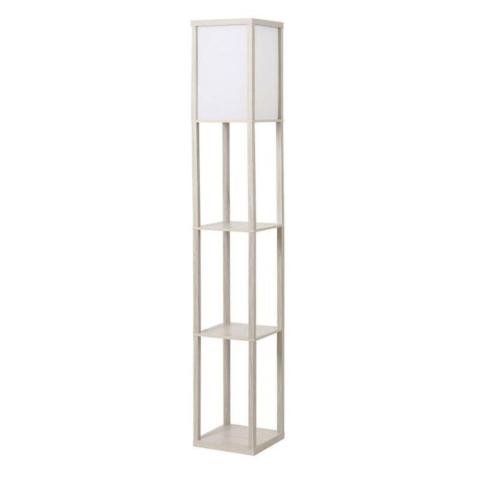 LAMPADA DA TERRA CON MENSOLE INTEGRATE IN ROVERE BIANCO 17X32X42 CM