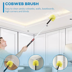 KIT DI PULIZIA PER CASA E UFFICIO CON ASTA, SPOLVERINO PER RAGNATELE IN MICROFIBRA E PER VENTILATORE 10X10X166 CM