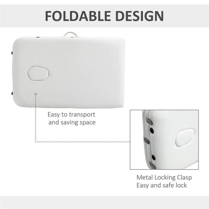 LETTINO MASSAGGI PORTATILE PIEGHEVOLE E PROFESSIONALE IN ALLUMINIO BIANCO 215X60X61-84 CM RESISTENTE