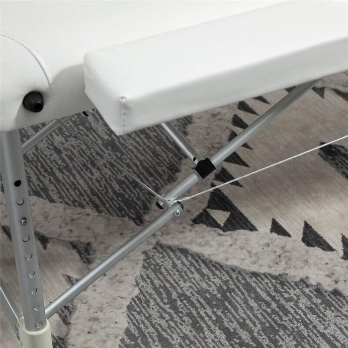 LETTINO MASSAGGI PORTATILE PIEGHEVOLE E PROFESSIONALE IN ALLUMINIO BIANCO 215X60X61-84 CM RESISTENTE