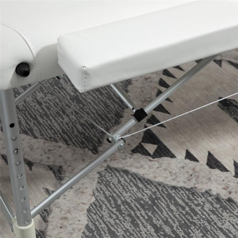 LETTINO MASSAGGI PORTATILE PIEGHEVOLE E PROFESSIONALE IN ALLUMINIO BIANCO 215X60X61-84 CM RESISTENTE