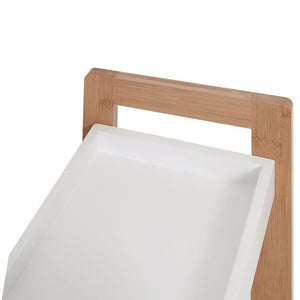 MOBILETTO DA BAGNO CON 3 RIPIANI COMPATTO 27.5X20.8X74 CM IN LEGNO MDF BIANCO E BAMBÙ