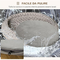 CUCCIA PER CANI E GATTI ROTONDA CON BORDI RIALZATI E CUSCINO, IMBOTTITO EFFETTO VELLUTO, F93X15CM, GRIGIA