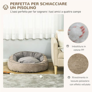 CUCCIA PER CANI IMBOTTITA CON CUSCINO E BORDI RIALZATI, RIVESTIMENTO IN TESSUTO, 85X85X35CM, GRIGIO
