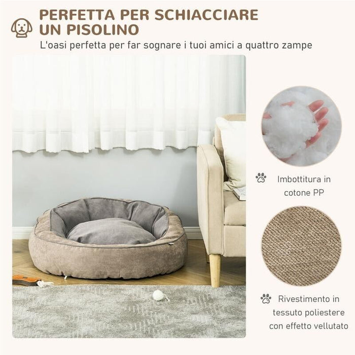 CUCCIA PER CANI IMBOTTITA CON CUSCINO E BORDI RIALZATI, RIVESTIMENTO IN TESSUTO, 85X85X35CM, GRIGIO