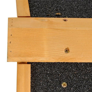 GABBIA PER CONIGLI CON CASETTA, RAMPA E AREA APERTA, CONIGLIERA IN LEGNO E METALLO GIALLO CHIARO, 122X63X92CM