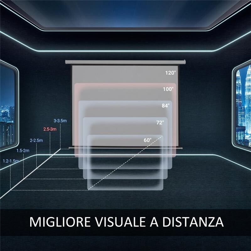 TELO PROIETTORE DA 100 POLLICI COMPATIBILE CON PROIETTORI LED E LCD - BIANCO