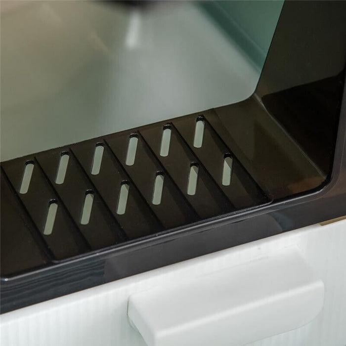 LETTIERA PER GATTI CHIUSA CON FILTRI, PALETTA E VASSOIO, STRUTTURA IN PP, 43X44X47CM, VERDE