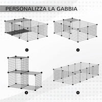 RECINTO PER CONIGLI E PORCELLINI D'INDIA MODULABILE CON ACCESSORI MONTAGGIO, 105X70X35CM - NERO