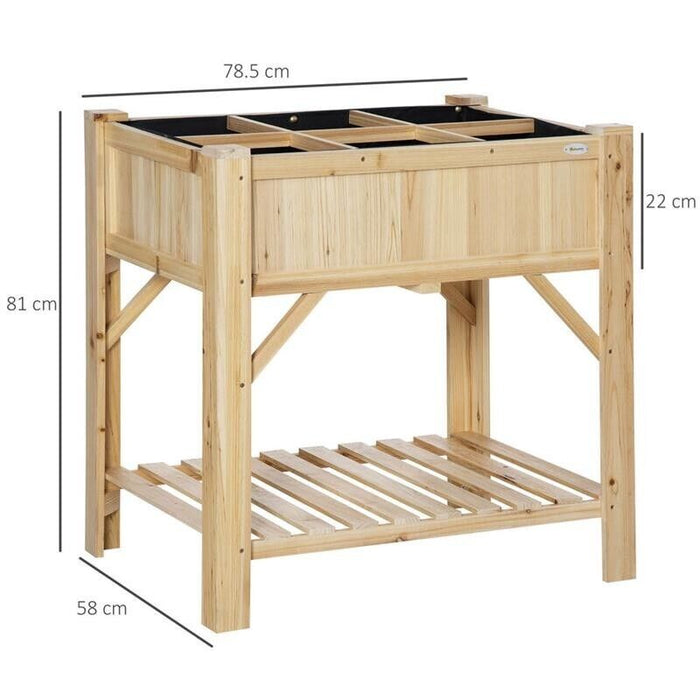 LETTO PER ORTO RIALZATO CON 6 SCOMPARTI IN LEGNO DI ABETE, 78.5X58X81CM