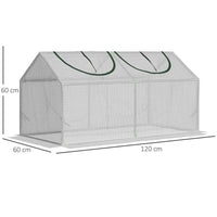 MINI SERRA DA GIARDINO CON 2 FINESTRE AVVOLGIBILI E COPERTURA PE ANTI-UV, 119X60X60CM, BIANCO