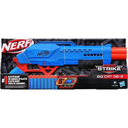 NERF ALPHA STRIKE BIG CAT SABBIATURA DOPPIA CANNA SPARA 2 FRECCETTE DI FILA CON 8 FRECCETTE 8+ ANNI