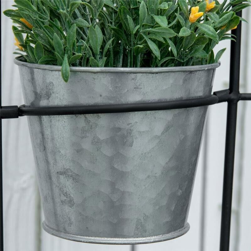 PORTAPIANTE VERTICALE PIEGHEVOLE CON 5 VASI DA ESTERNO IN METALLO, 82X12.5X150CM, NERO