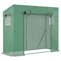 SERRA DA GIARDINO IN PE E ACCIAIO CON 4 PICCHETTI, 2 FINESTRE E COPERTURA RINFORZATA, 200X77X148-169CM