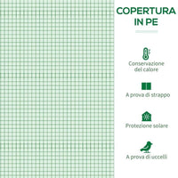 SERRA DA GIARDINO IN PE E ACCIAIO CON 4 PICCHETTI, 2 FINESTRE E COPERTURA RINFORZATA, 200X77X148-169CM