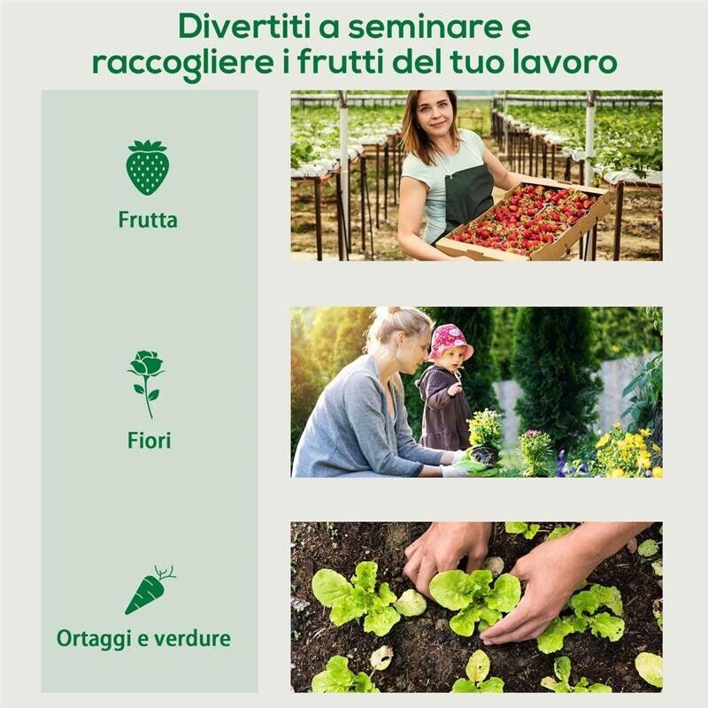 SERRA DA GIARDINO IN PE E ACCIAIO CON 4 PICCHETTI, 2 FINESTRE E COPERTURA RINFORZATA, 200X77X148-169CM