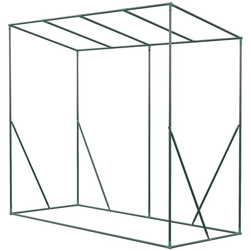 SERRA DA GIARDINO IN PE E ACCIAIO CON 4 PICCHETTI, 2 FINESTRE E COPERTURA RINFORZATA, 200X77X148-169CM