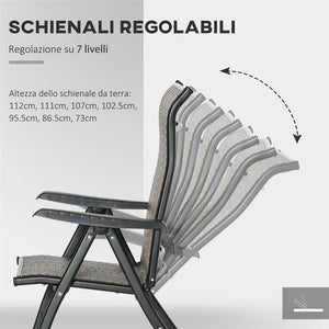 SET SEDIE DA GIARDINO 2 PEZZI IN RATTAN PE E ACCIAIO PIEGHEVOLI CON SCHIENALE REGOLABILE IN 7 POSIZIONI, ROSSO E NERO