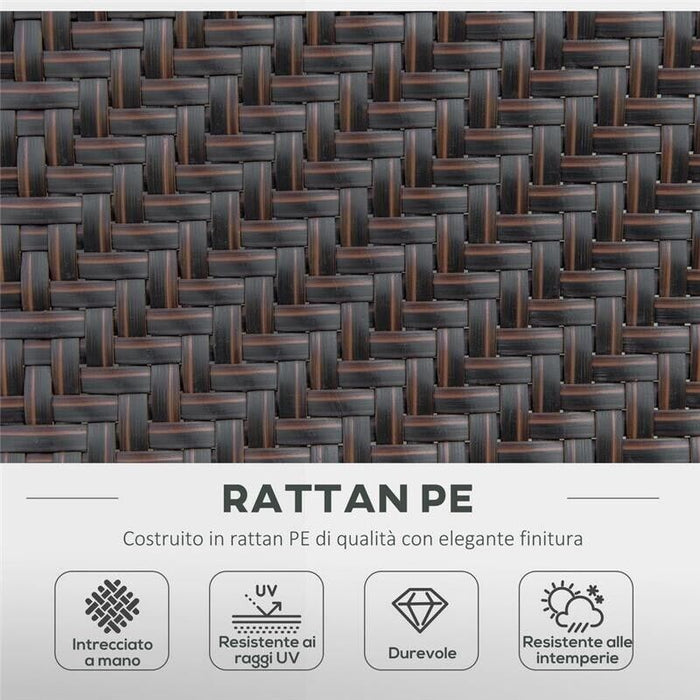 SET SEDIE DA GIARDINO 2 PEZZI IN RATTAN PE E ACCIAIO PIEGHEVOLI CON SCHIENALE REGOLABILE IN 7 POSIZIONI, ROSSO E NERO