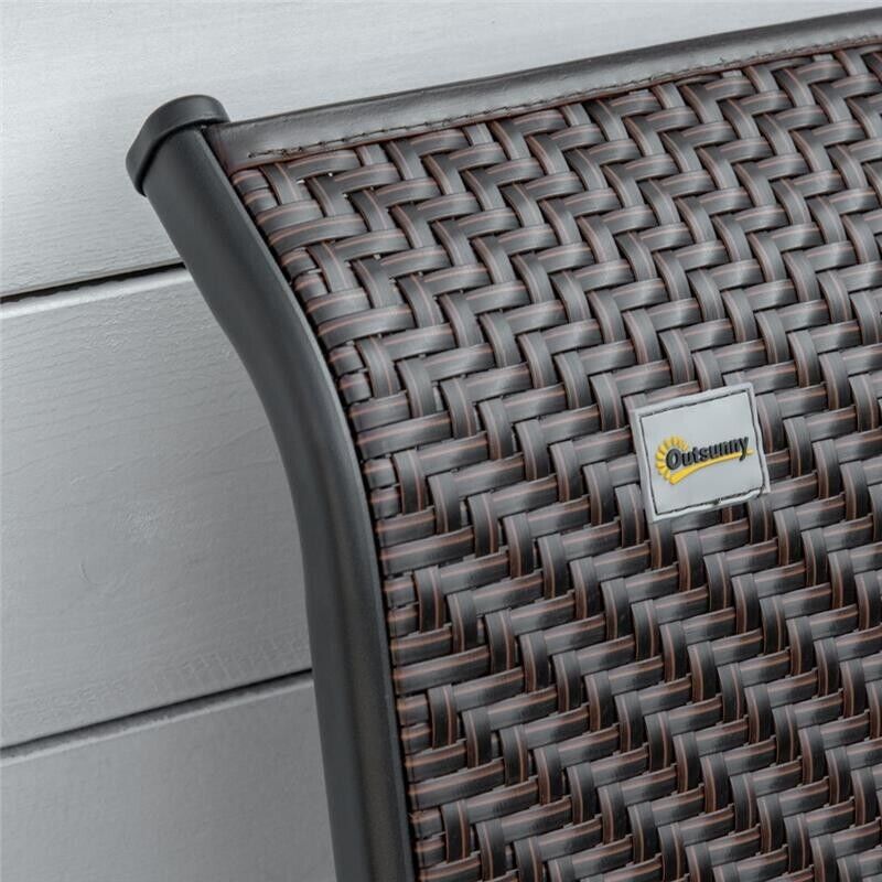 SET SEDIE DA GIARDINO 2 PEZZI IN RATTAN PE E ACCIAIO PIEGHEVOLI CON SCHIENALE REGOLABILE IN 7 POSIZIONI, ROSSO E NERO