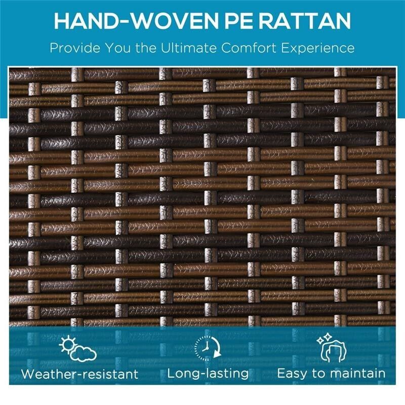 SET 2 LETTINI PRENDISOLE IN RATTAN PE CON CUSCINO E SCHIENALE 5 RECLINAZIONI, 196X60X22CM