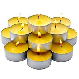 MAURY'S CANDELINE TEA LIGHT 30 PZ GIALLE CON OLIO DI CITRONELLA E BASE IN METALLO