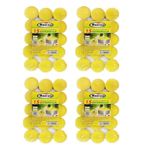 MAURY'S CANDELINE TEA LIGHT 60 PZ GIALLE CON OLIO DI CITRONELLA E BASE IN METALLO