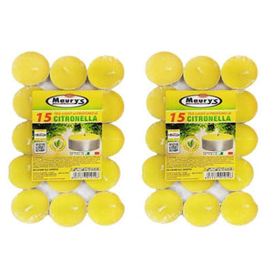MAURY'S CANDELINE TEA LIGHT 30 PZ GIALLE CON OLIO DI CITRONELLA E BASE IN METALLO