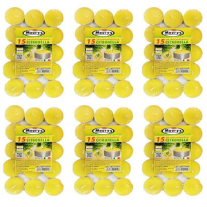 MAURY'S CANDELINE TEA LIGHT 90 PZ GIALLE CON OLIO DI CITRONELLA E BASE IN METALLO