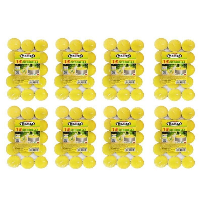 MAURY'S CANDELINE TEA LIGHT 120 PZ GIALLE CON OLIO DI CITRONELLA E BASE IN METALLO