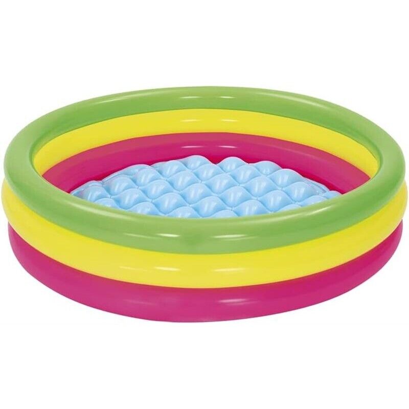 BESTWEY PISCINA SUMMER 3 ANELLI 102X25 CM FONDO GONFIABILE FUORI TERRA IN GOMMA