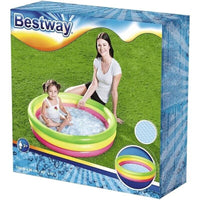 BESTWEY PISCINA SUMMER 3 ANELLI 102X25 CM FONDO GONFIABILE FUORI TERRA IN GOMMA
