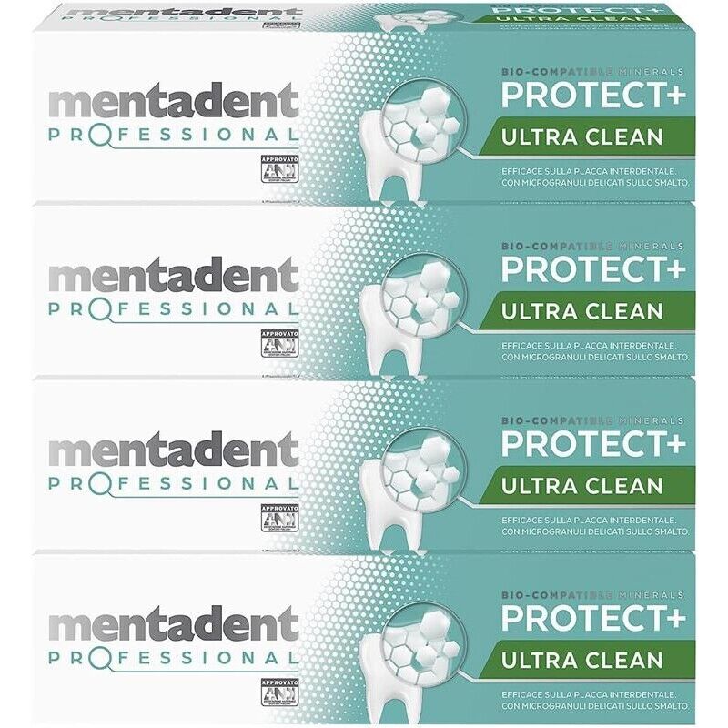 MENTADENT DENTIFRICIO SET 4 CONFEZIONI PROFESSIONAL 75 ML L'UNO PULIZIA EXTRA PROFONDA DEI DENTI