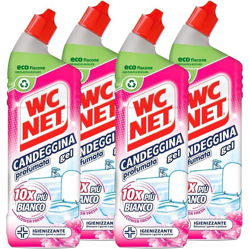 WC NET SET 4 CONFEZIONI GEL CANDEGGINA PROFUMATA 700 ML L'UNA