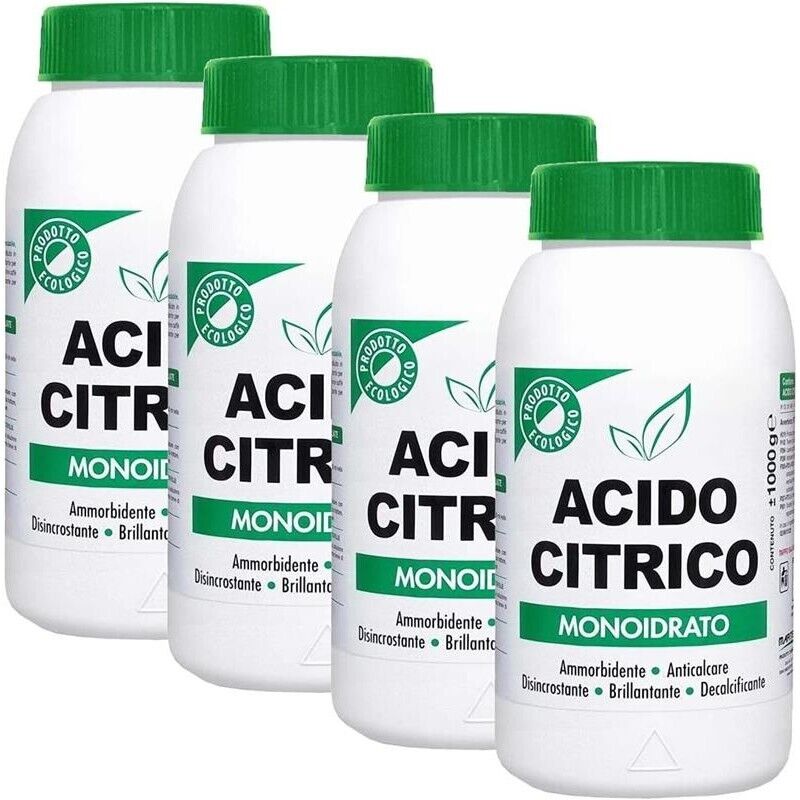 MARTEN ACIDO CITRICO SET 4PZ X 1KG MONOIDRATO MULTIFUNZONE ANTICALCARE DISINCROSTANTE E DECALCIFICANTE ECOLOGICO