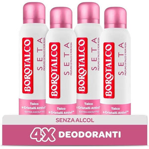 BOROTALCO SET 4 PZ DEO SPRAY 150 ML L'UNO NEW SETA PROFMO DI TALCO E FIORI ROSA