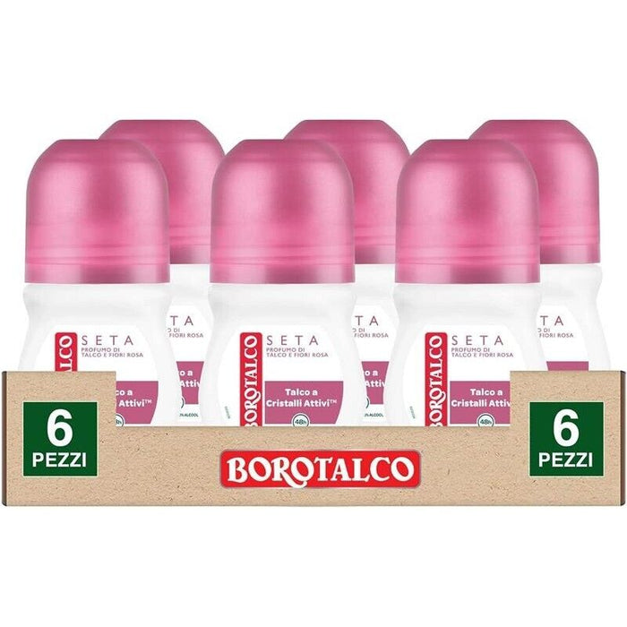 BOROTALCO ROLL-ON SET 6 PZ 50 MLL'UNO FORMULA SENZA ALCOOL EFFICACIA FRESCA 48HAI FIORI DI ROSA