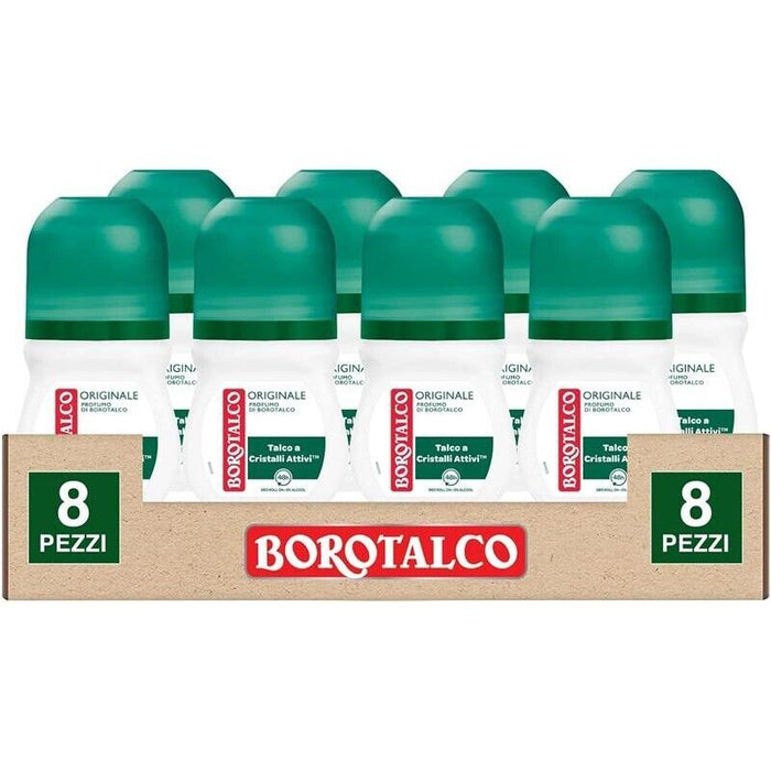BOROTALCO ROLL-ON SET 8 PZ 50 ML L'UNO FORMULA SENZA ALCOOL EFFICACIA FRESCA 48H TALCO CRISTALLI ATTIVI