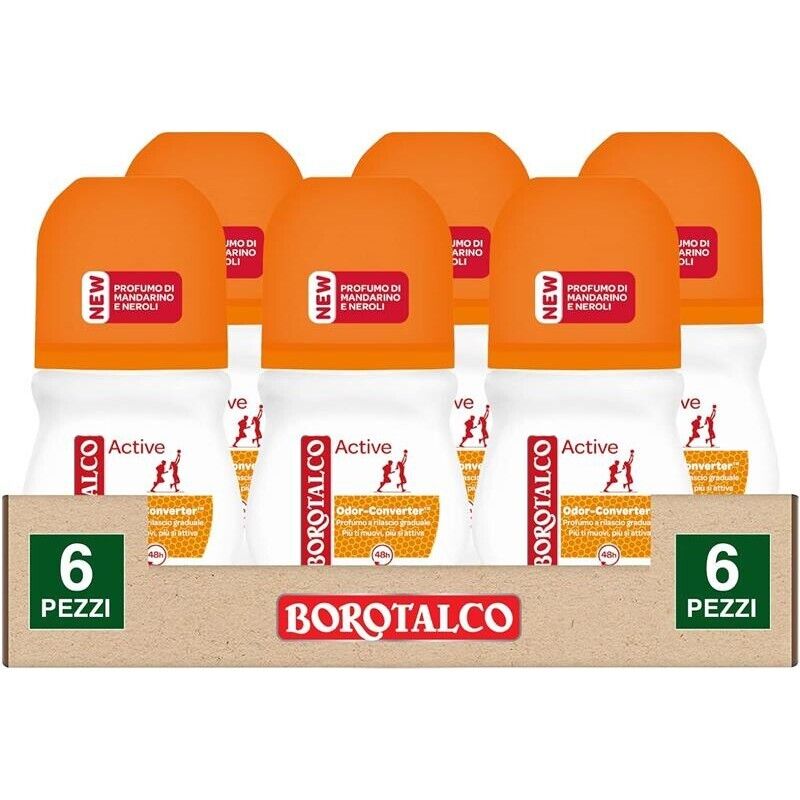 BOROTALCO ROLL-ONSE T 6 PZ 50 ML L'UNO FORMULA SENZA ALCOOL EFFICACIA FRESCA 48H ARANCIONE