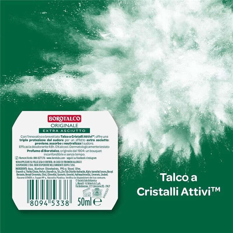 BOROTALCO ROLL-ON SET 8 PZ 50 ML L'UNO FORMULA SENZA ALCOOL EFFICACIA FRESCA 48H TALCO CRISTALLI ATTIVI