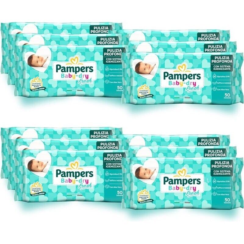 PAMPERS 600 PZ SALVIETTE UMIDIFICATE BAMBINI BABY FRESH
