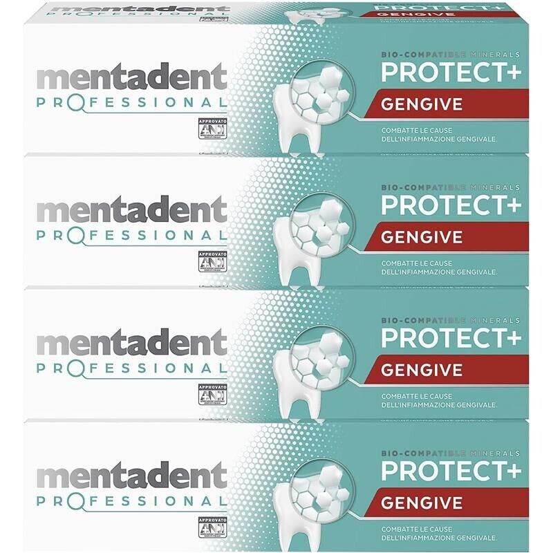 MENTADENT SET 4 PZ DENTIFRICIO PROFESSIONAL 75 ML L'UNO COMBATTE L'INFIAMMAZIONE DELLE GENGIVE